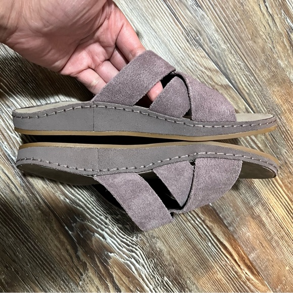 Chaco Women Sz 7 Wayfarer Slide Sandals Sparrow Leather Crisscross Straps Suede - Picture 4 of 7